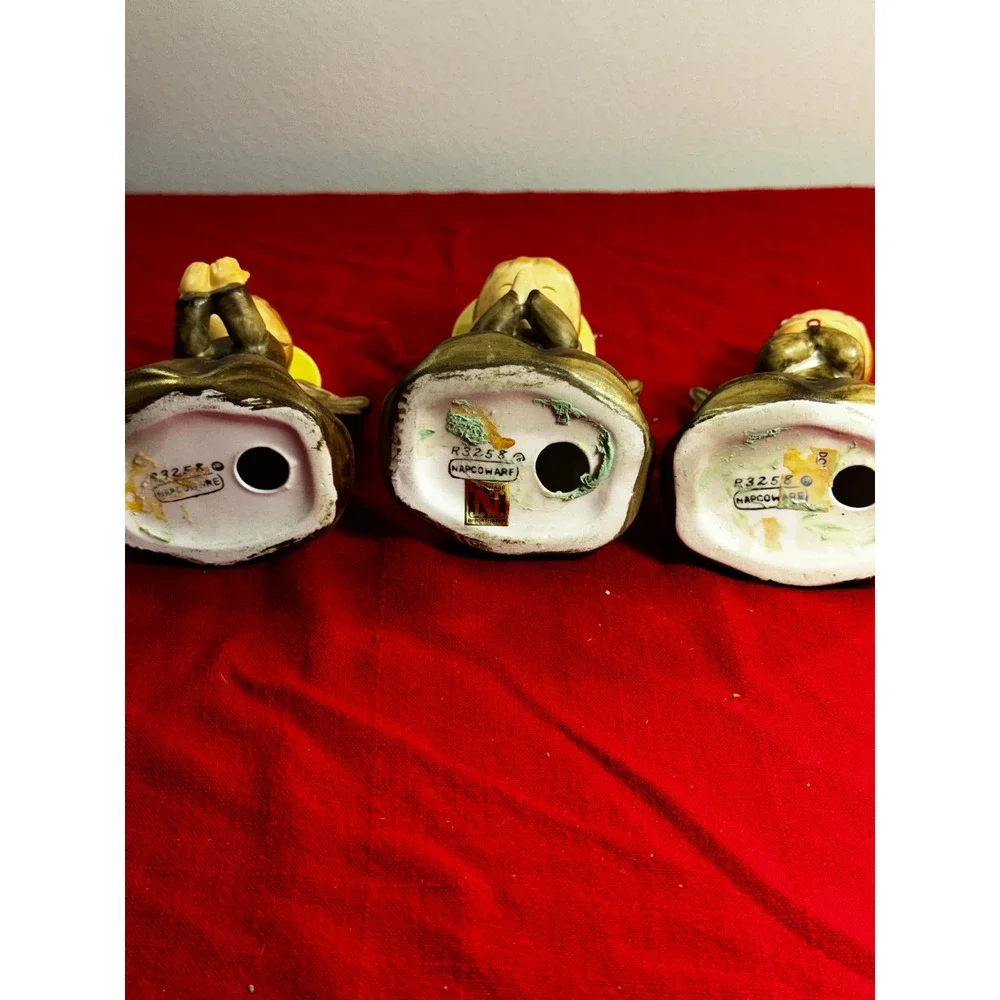Vintage Napcoware Angel Figurines Set of 3 Bronze Gold Christmas Decor R3258